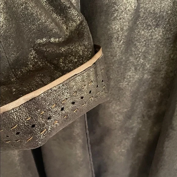 Pamela McCoy Leather Bronze Trench Coat - Picture 8 of 13